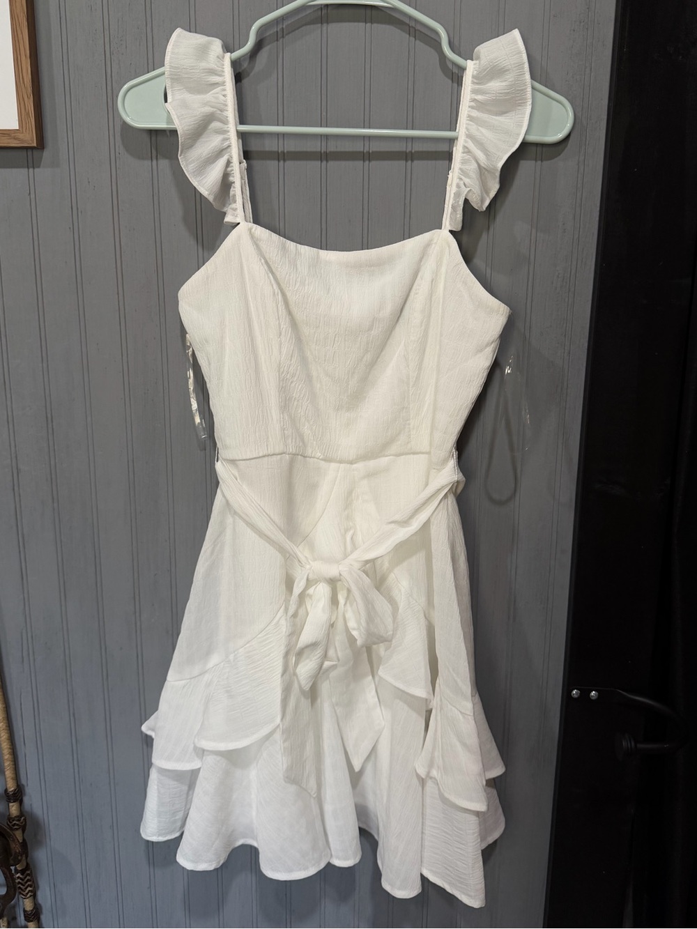 White Ruffled Tie-Back Sundress